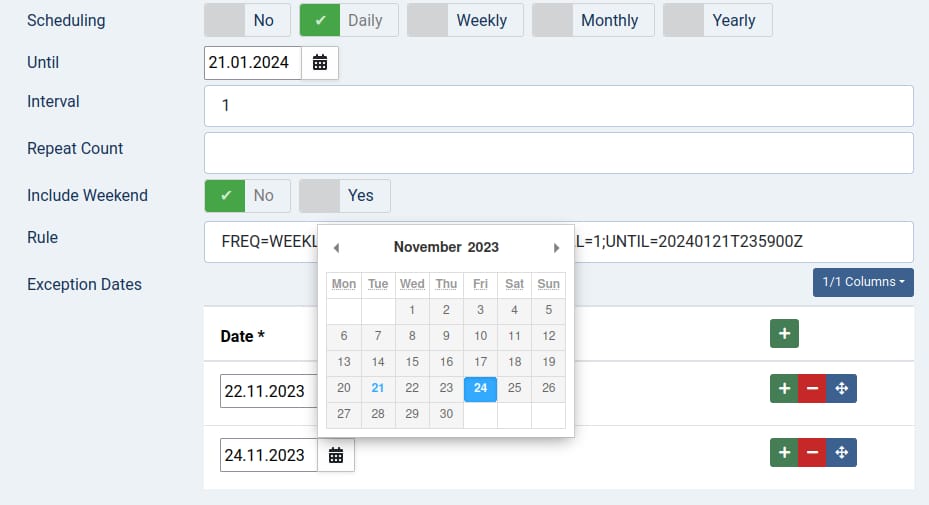 Exdates in DPCalendar