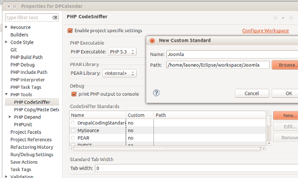 coding standard install snifs