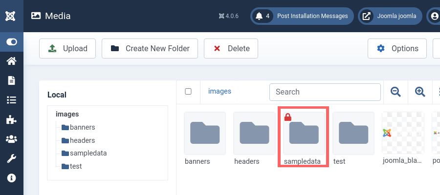 permissions in the joomla media manager