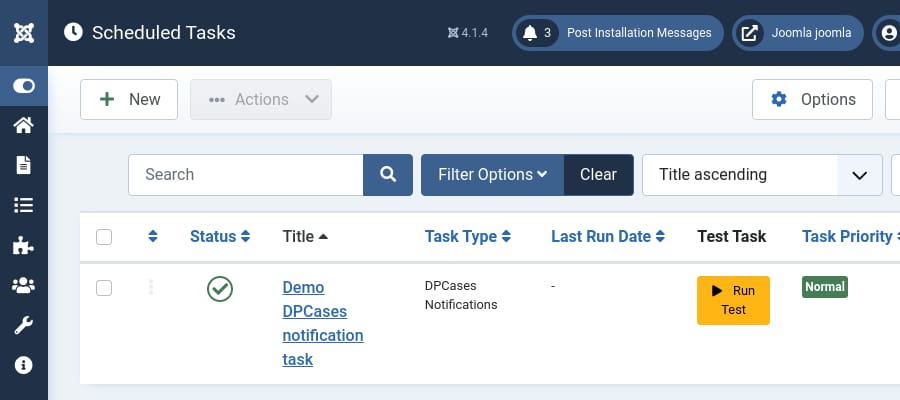 notification task list in joomla