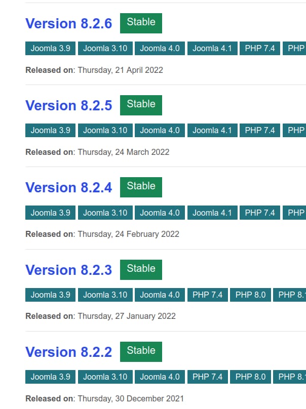 dpcalendar releases list