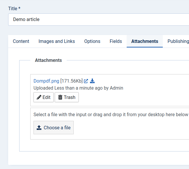 Attachments in article form