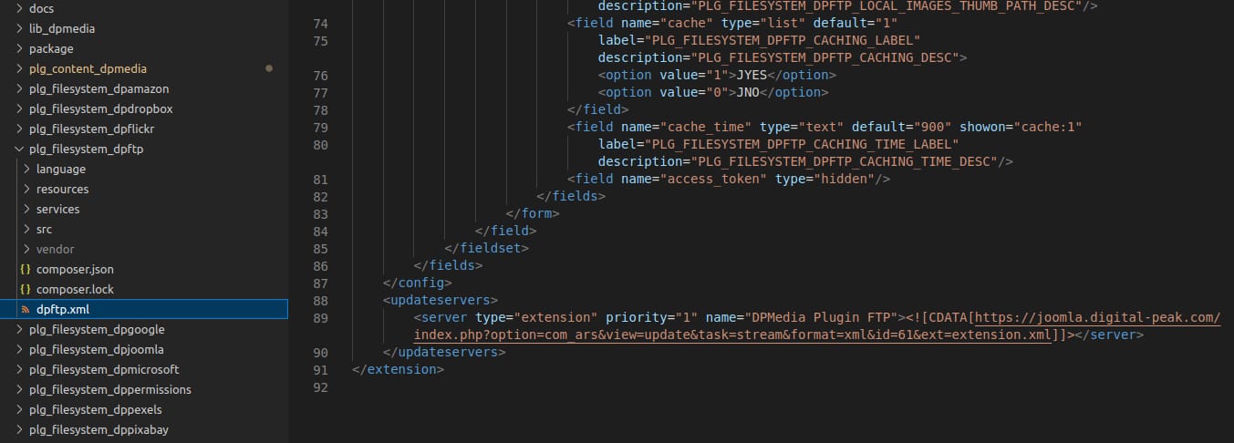 Package structure in dpmedia