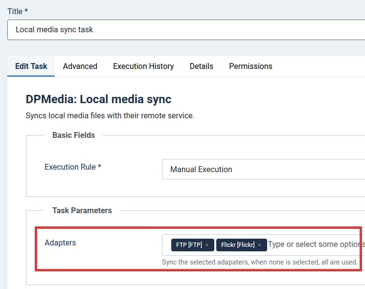 Media sync adapter option