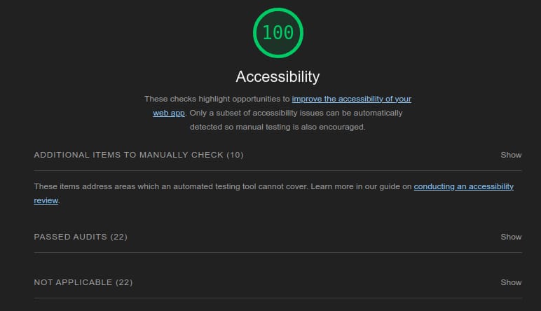 Lighthouse accessibility